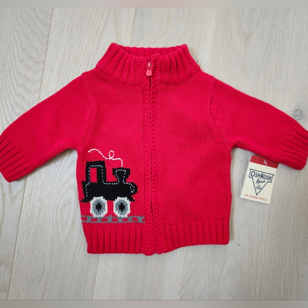 Oshkosh B'gosh Train Knit full zip sweater 3 Months